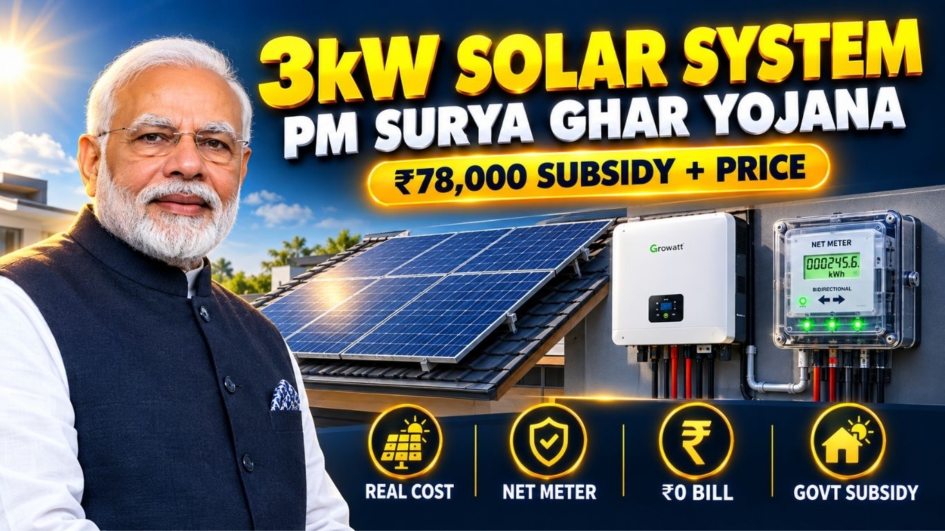 3kW Solar System Price with PM Surya Ghar Subsidy Guide