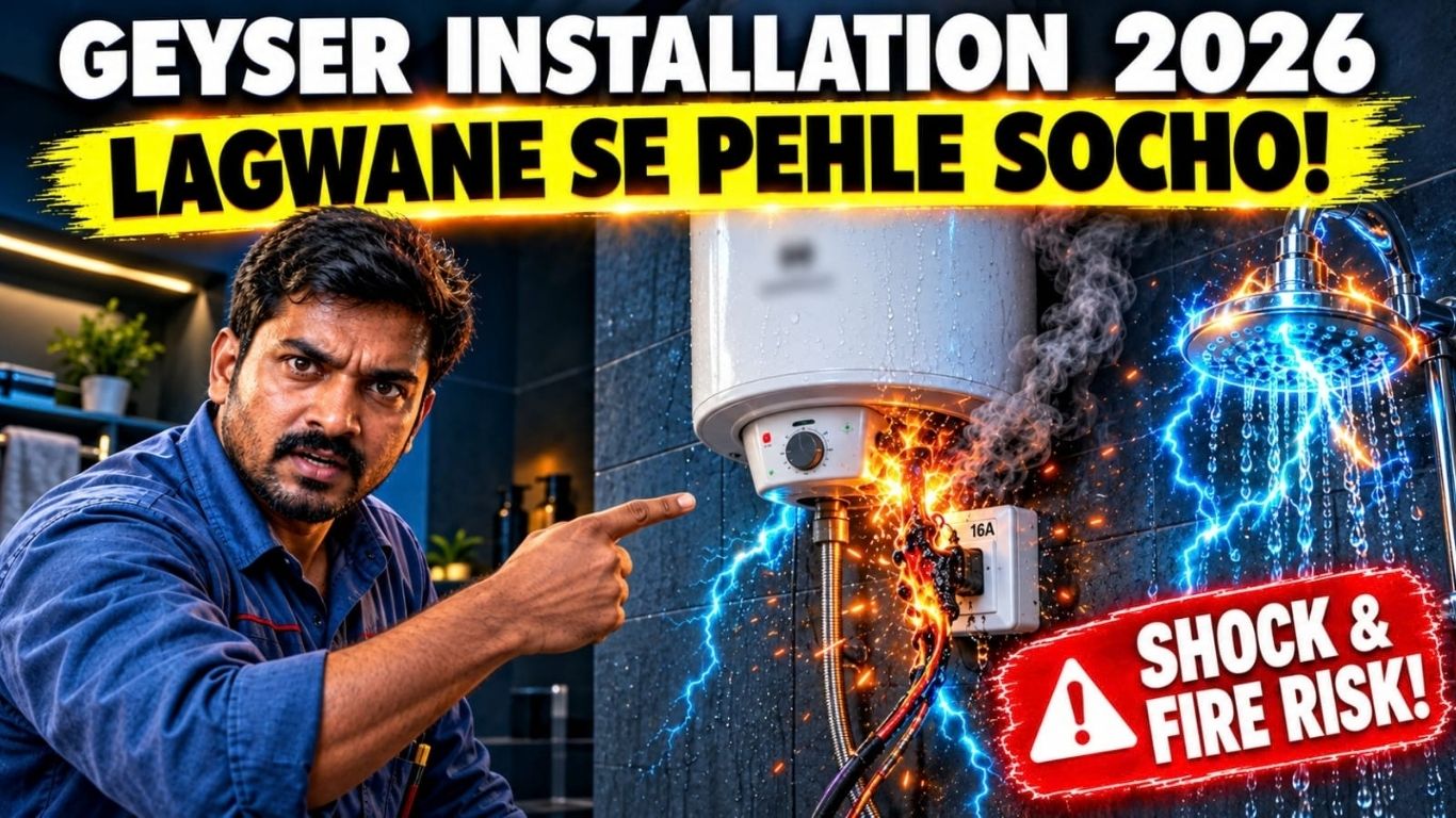 Geyser lagane se pehle wire size MCB aur ventilation safety guide