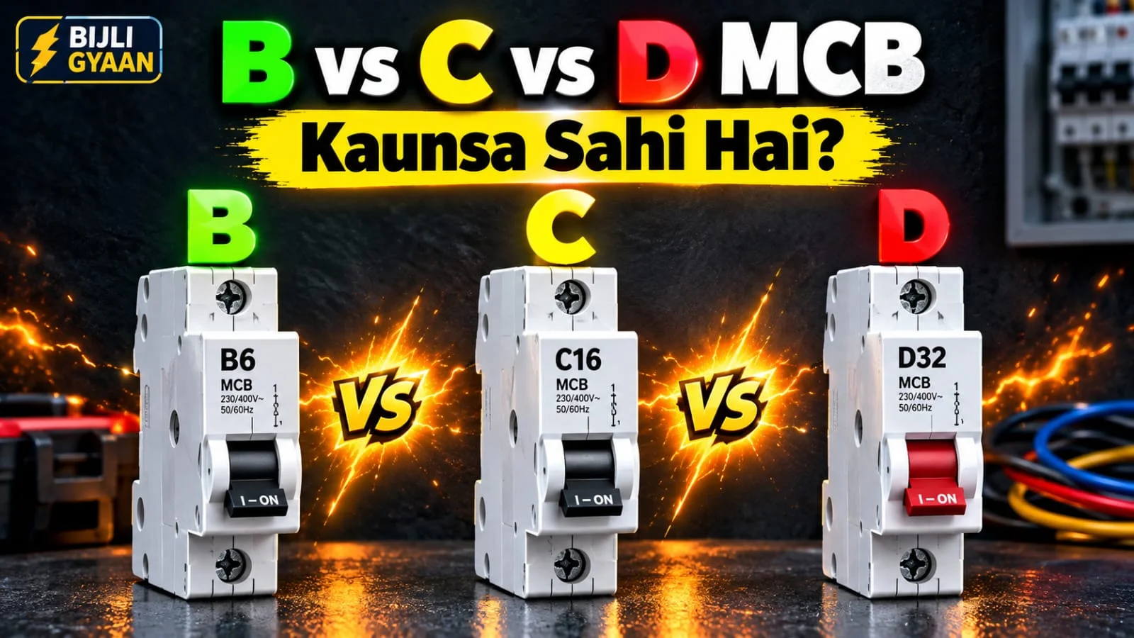 Ghar ki wiring ke liye MCB selection chart aur B-Type C-Type MCB ratings